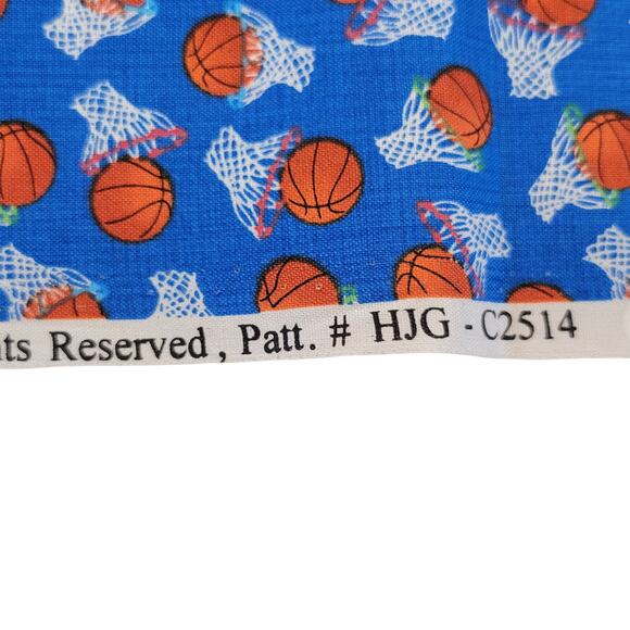 Basketball Fabric 30x44 Hi-Fashion Cotton Sports Balls Hoops Blue Quilting Craft - Picture 5 of 11